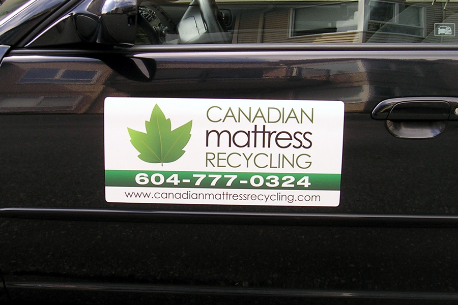 12" x 24" .030 car magnet, digital printed, gloss laminated, round corners.